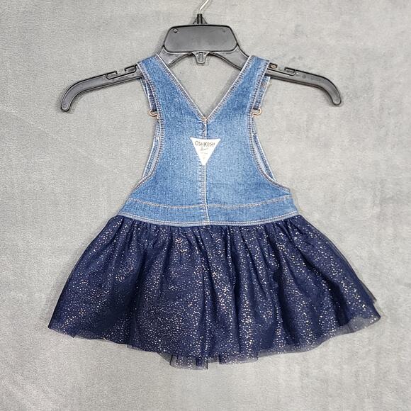 Oshkosh Bib Overall Dress Baby Girl Navy Blue Sparkly Tutu Dress 24Months - Picture 2 of 7